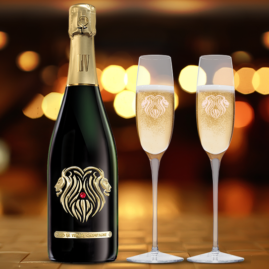 Reign Brut & LDV Champagne Flutes with LDV Logo